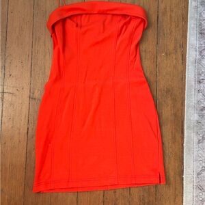 Urban Outfitters Vibrant Orange Strapless Mini Dress